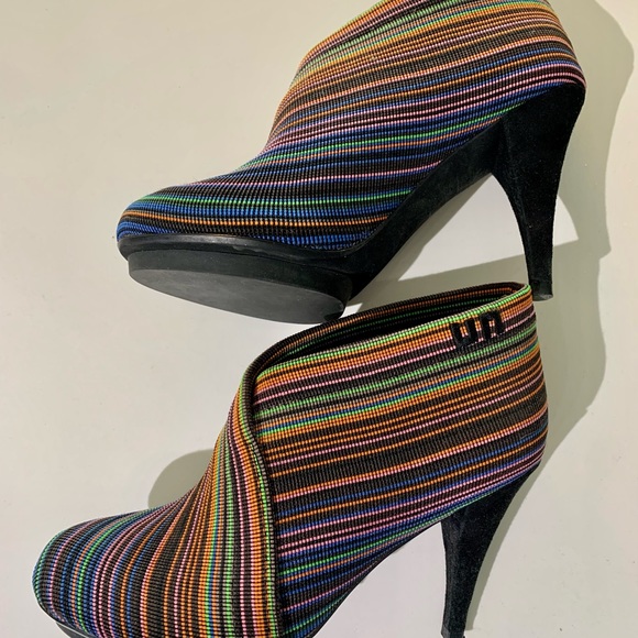 Boots Designer Italian Ankle Striped with Heel - Picture 4 of 5